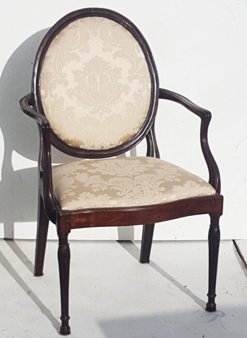 Hepplewhite French style open arm chair